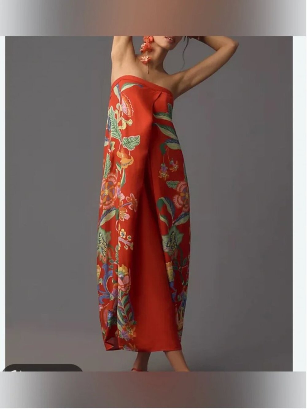 Anthropologie Strapless Midi Floral Dress size 1X